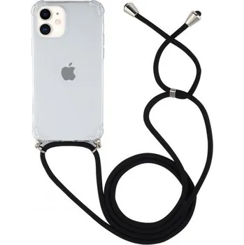 Pouzdro na mobilní telefon Transparentní kryt se šňůrkou pro iPhone 11 - černý