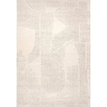 Koberec Nirmal Kusový koberec vlněný ESTONIA EST-32 Ručně tkaný krémový šedý Rozměr: 80x150 cm