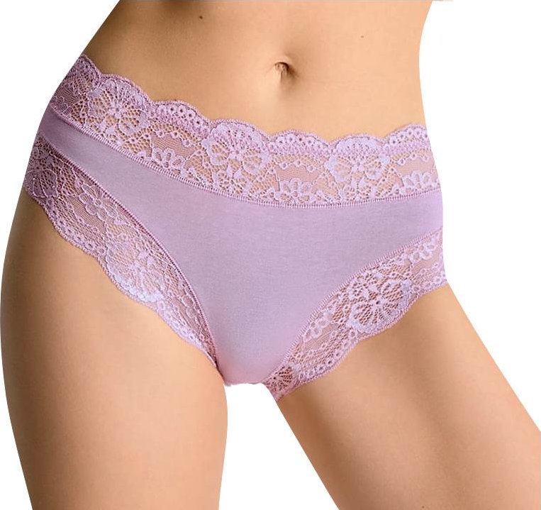 JADEA - Bavlněné kalhotky s vyšším pasem a krajkou art. 742 - Pink Blush/S
