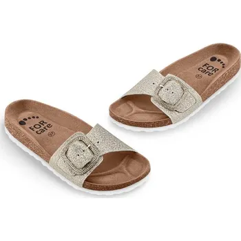 Dámské pantofle Zdravotní dámské korkové nazouváky FORcare 230065 zlatá třpytky Velikost: 41