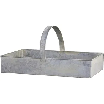 Dekorační plechový zinkový antik box podnos s rukojetí - 54*32*10 cm