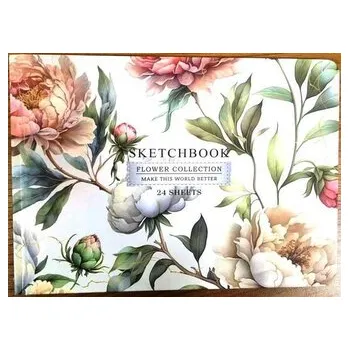 Set školních potřeb Szkicownik A5/24K gładki Kwiaty jasne