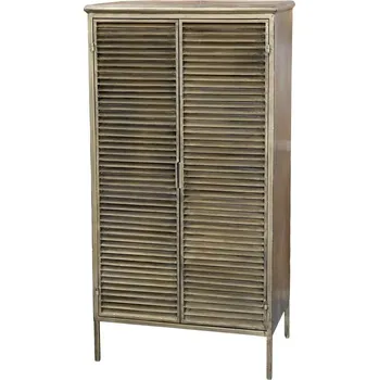 Komoda Mosazná antik kovová skříňka s lamelovými dveřmi Arles - 60*36*116 cm