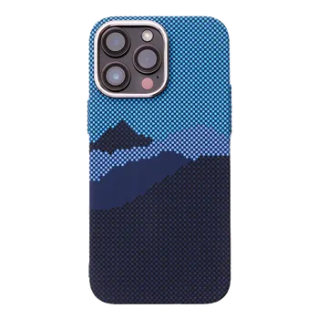 Pouzdro na mobilní telefon Prémiový pevný Magsafe kryt z karbonových vláken pro iPhone 14 Barva: Modrá