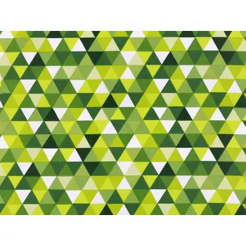 Bavlněná látka trojúhelníky - 3 (126) zelená sv.