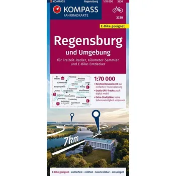 KOMPASS Fahrradkarte 3330 Regensburg und Umgebung 1:70.000