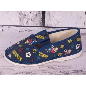 Chlapecké bačkory Bačkůrky papučky bačkory HP Čechtín 555 tm. modré fotbalový motiv velikost: 28