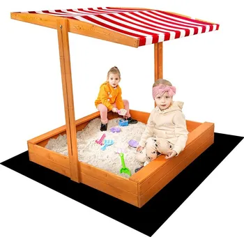 Pískoviště Dětské dřevěné pískoviště se stříškou Baby Mix 120x120 cm červeno-bílé