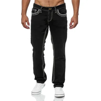 Pánské džíny Stylové pánské džíny s přetíráním Barva: Černá, Velikost: 3XL