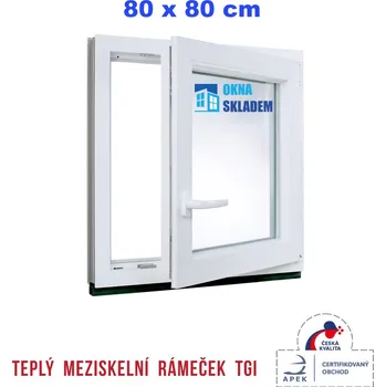 Okno ERKADO Plastové okno 80 x 80 cm bílé otevíravé i sklopné pravé