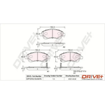 Brzdová destička Sada brzdových destiček, kotoučová brzda Dr!ve+ DP1010.10.0876