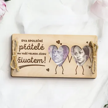Dřevia Dárková obálka na peníze - Dva společní přátelé na Vaší velkou jízdu životem!