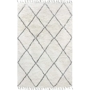 Koberec Černobílý vlněný berberský koberec s diamantovým vzorem Berber - 200*300 cm