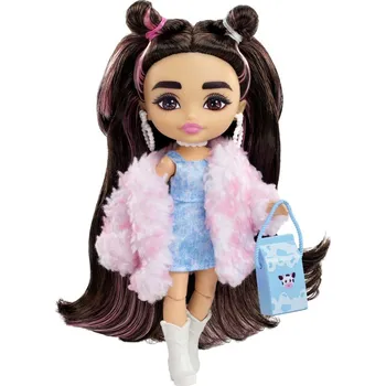 Hračka Mattel Barbie Extra minis brunetka v kožíšku, HKP90