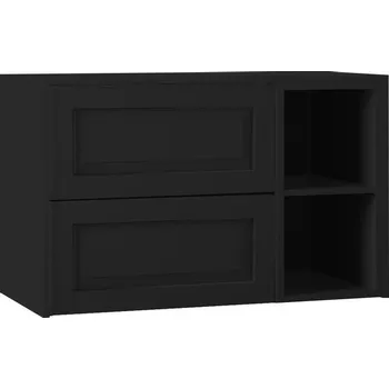 Koupelnový nábytek EBS Lasy Skříňka umyvadlová s deskou a s regálem vpravo, černá matná, LASYRP90C