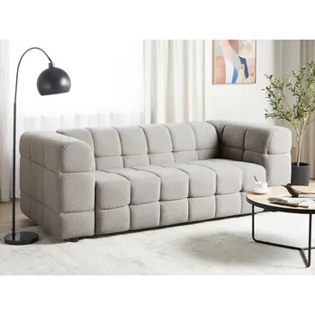 Pohovka Pohovka šedá buklé 3místná čalouněná černé nohy hrubé čalounění prošívané sedadlo a opěradlo moderní styl obývací pokoj Beliani