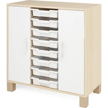 Zahradní úložný box Nízká skříň ORZE 2 dveře a 8 zásuvek (více barev) Bílá Bříza