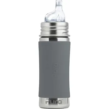 Kojenecká láhev PURA Nerezová láhev s pítkem 325 ml šedá