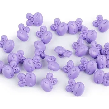 Galanterie Knoflík plastový, 13x16mm, zajíc, fialový