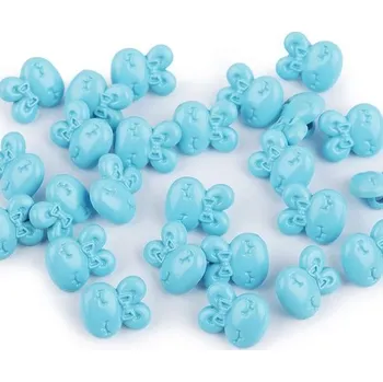 Galanterie Knoflík plastový, 13x16mm, zajíc, modrý azurový