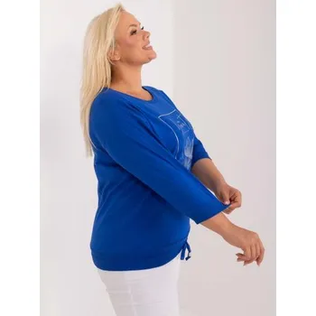 Dámská halenka Dámská halenka plus size bavlněná pro volný čas s kapsami kobaltová