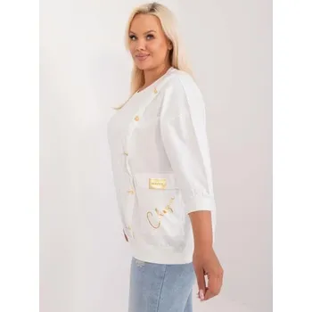 Dámská halenka Dámská halenka plus size bavlněná s aplikací ve tvaru srdce ecru