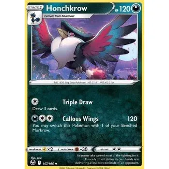 Karetní hra Pokémon SIT 107/195 Honchkrow - Silver Tempest Stav: Near Mint, Verze: REVERSE HOLO