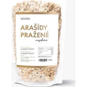 VENIRA arašídy pražené nesolené, velké balení, 1000 g