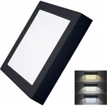 Solight LED mini panel CCT, přisazený, 18W, 1530lm, 3000K, 4000K, 6000K, čtvercový, černá barva WD173-B