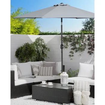 Slunečník Slunečník šedý polyester / hliník Ø 270 cm terasa balkonová zahrada odolný vůči počasí Beliani