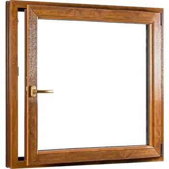 Okno SKLADOVÁ-OKNA.cz Jednokřídlé plastové okno REHAU Smartline+, otvíravo-sklopné pravé - 1100 x 1200 mm Bílá dovnitř / Zlatý dub ven