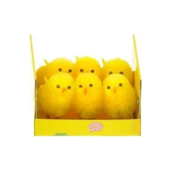 Velikonoční dekorace ANDĚL Velikonoční kuřátka v setu 6ks, 3,5cm, plastová krabička