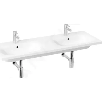 Umyvadlo Jika Mio-N Dvojumyvadlo 130x45 cm, s přepadem, se 2 otvory pro baterie, Jika perla, bílá, H8147141001041