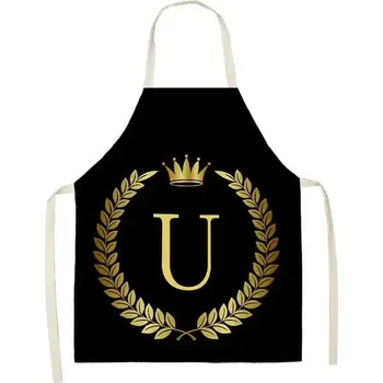 Kuchyňská zástěra Kuchyňská černá zástěra se zlatými písmeny - 3,dětská velikost 47 x 38 cm