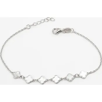 Náramek Dámský stříbrný náramek se čtyřlístky 17-19 cm STNA0763F