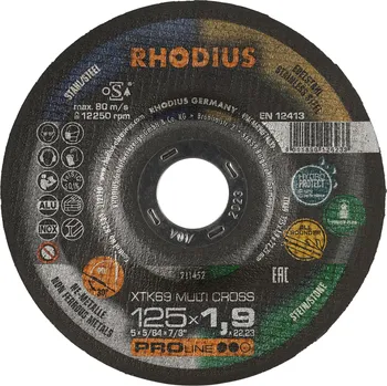 Řezný kotouč RHODIUS Extra tenký řezný kotouč XTK69 MULTI CROSS 125 x 1,9 x 22,23 TOPline