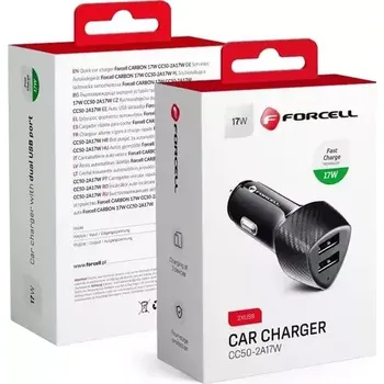 Nabíječka do auta Forcell Carbon s 2x USB výstupem CC50-2A17W Černá (Forcell Carbon autonabíječka 2x USB 17W CC50-2A17W Černá)