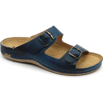 Pánské pantofle Leon Pavel pánské kožené nazouváky, barva modrá Velikost: 46