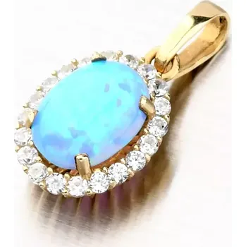 Přívěsek Dámský přívěsek žluté zlato 585 zirkon modrý opál 522P-130510-49