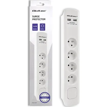 Elektrická zásuvka QOLTEC Plug socket strip: protective Sockets: 4 230VAC 16A white