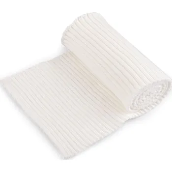 Elastický žebrovaný náplet hrubší šíře 14 cm, barva 1 krémová nejsvět.