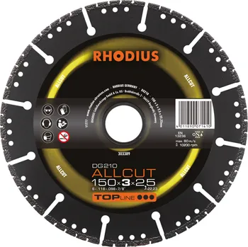 Řezný kotouč RHODIUS Diamantový řezný kotouč DG210 ALLCUT 150 x 3,0 x 2,5 x 22,23 TOPline