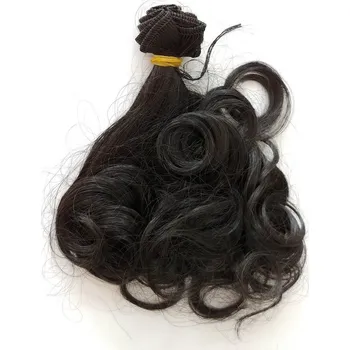 Výtvarná sada Vlásky pro panenky 25 cm černé zvlněné (Paruka / vlasy pro panenky 25 cm zvlněné)