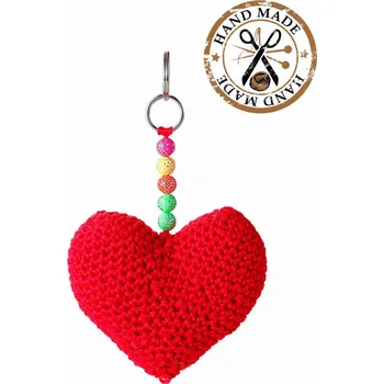 plyšák Wooline Přívěšek háčkované srdce, červené RUČNÍ VÝROBA V ČESKÉ REPUBLICE!