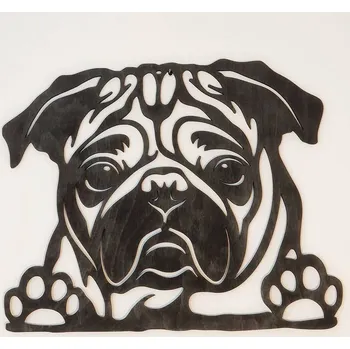 Obraz Mops dřevěný obraz - Tmavě hnědá lazura