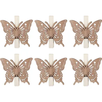 Anděl Přerov, s.ro. Motýli dřevění na kolíčku 6 cm - 6 ks v sáčku