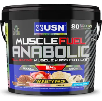 Protein USN Muscle Fuel 4000 g variety pack (čokoláda , jahoda , vanilka a cookies cream)