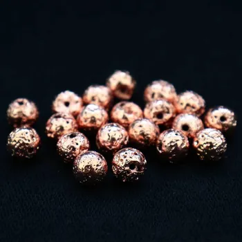 Drahý kámen Pro Háčkování Láva přírodní pokovená 6 mm růžově zlatá