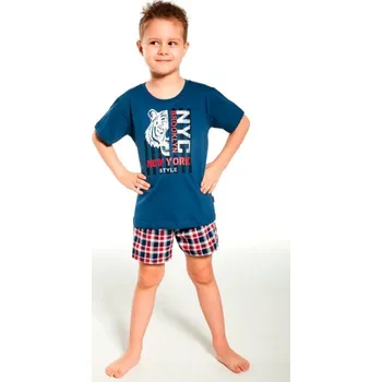 Chlapecké pyžamo Cornette pyžamo chlapecké 281/108 Tiger - tm. modrá, 122-128 (Chlapecké pyžamo krátké Cornette)