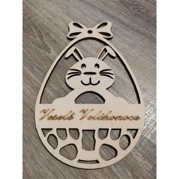 Velikonoční dekorace Dřevěná velikonoční kraslice na zavěšení č.01